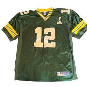 Reebok On Field Green Bay Packers Aaron Rogers #12 Super Bowl XLV Jersey Size 54